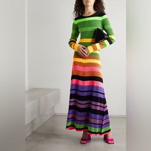 Christopher John Rogers Open Back Striped Knit Dress